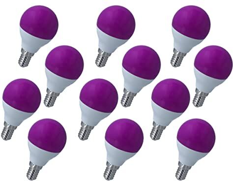 LEDLUX Lampadina Led E14 Colorato, 4W=35W 220V, Forma Globo G45, Per Decorazione Feste (12, Viola)