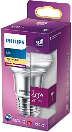 Philips Lampadina LED Riflettore R63 E27 40W Bianco Caldo, Vetro