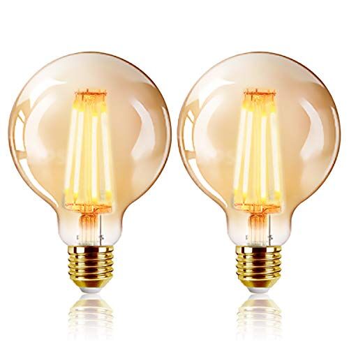 EXTRASTAR LED Lampadina Vintage Edison, G95 6W E27 bianco caldo 2200K Decorativo luce filamento (2pezzi)
