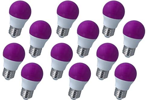 LEDLUX Lampadina Led E27 Colorato, 4W=35W 220V, Forma Globo Ø45mm, Per Decorazione Feste (12, Viola)