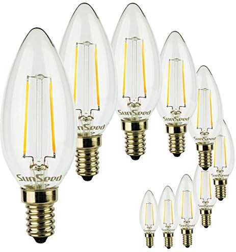 SUNSEED 10x Lampadina E14 Filamento LED 2W Candela C35 250 Lm Luce Naturale 4000K