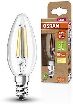 OSRAM Lampada LED SUPERSTAR+ CLASSIC B FIL 40, E14, candela, 2.5W, 470lm, 2700K, luce bianca calda, tecnologia a filamento LED, basso consumo energetico, classe di efficienza energetica B