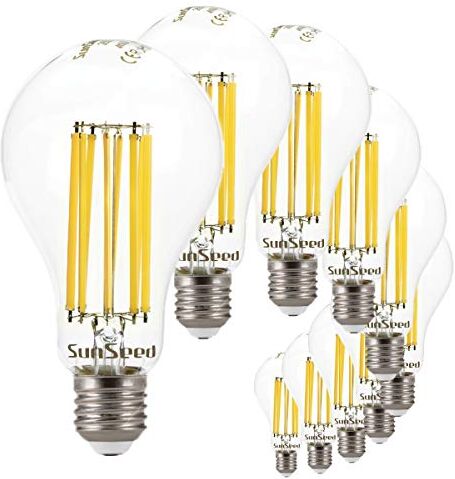 SUNSEED 10x Lampadina E27 Filamento LED 18W Goccia A75 2700 Lm Naturale 4000K