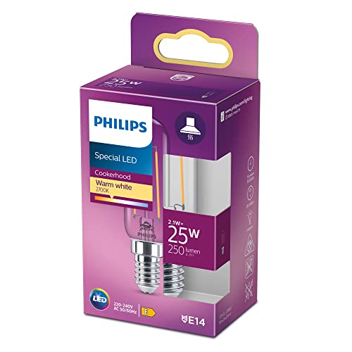 Philips Lampadina LED Tubolare Filamento, Equivalente a 25W, Attacco E14, Luce Bianca Calda, 2700K, non Dimmerabile