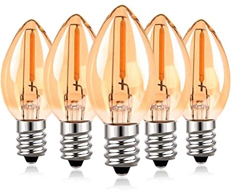 Hcnew Lampadina LED a candela C7 E12 220V,0,5W vintage Edison piccola sostituzione lampadina 7 W a incandescenza 2200 K ultra calda,50 lumen non dimmerabile (confezione da 5)