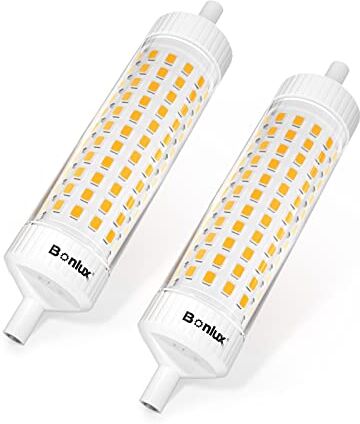 Bonlux R7s led 118mm 20W r7s j118 slim Dimmerabile Bianco caldo 2700K 2000lm equivalente a lampadina alogena 200W AC220-240V per l'illuminazione in soggiorno, casa, hotel, ecc(2 pezzi)