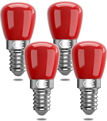 Bonlux 4 lampadine a LED rosse E14 da 3 W, E14, colore rosso, ricambio per lampadine rosse da 25 W, adatte per illuminazione ambientale, Halloween, luci decorative natalizie