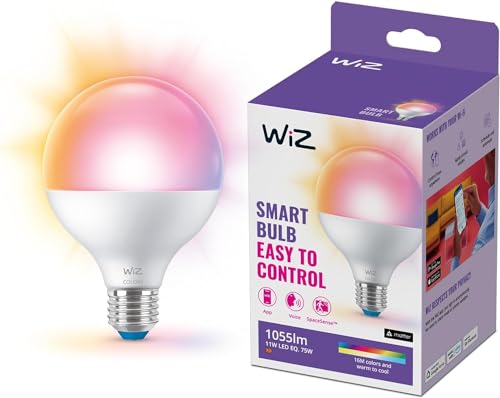 WiZ Lampadina Smart WiFi, Luce Bianca o Colorata Dimmerabile, 11W, Tecnologia SpaceSense, Controllo Vocale (Alexa, Apple HomeKit, Google Home)