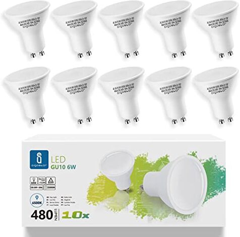 Aigostar Lampadina LED GU0 6W, Luce Bianca Fredda 6500K 480 Lumen, Angolo a Fascio 20-60 Gradi, Nessun Sfarfallio, Pacco da 0