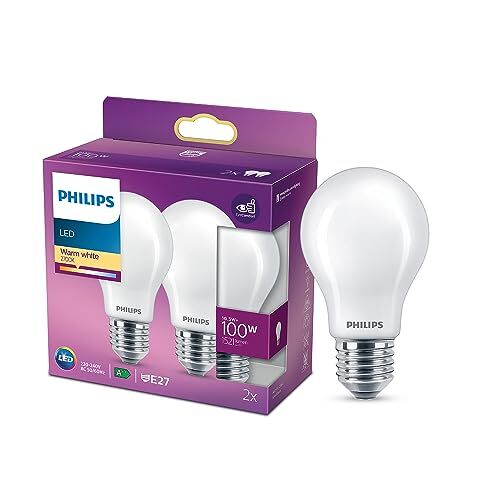 Philips LED Lampadina Goccia, 2 pz, 10.5W, attacco E27, Luce Bianca Calda, non dimmerabile