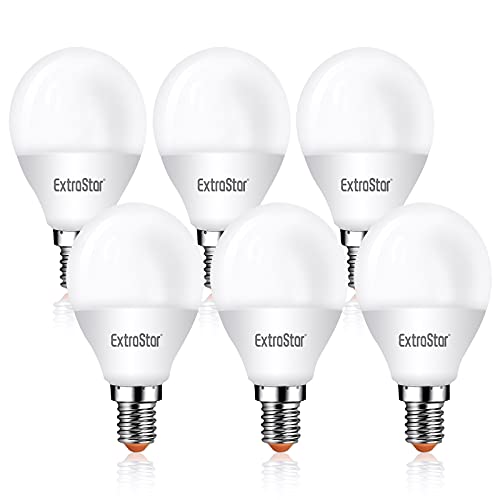 EXTRASTAR LED Globo lampadina E14 G45 6 W luce fredda 6500k 6 unità [Classe di efficienza energetica A+]