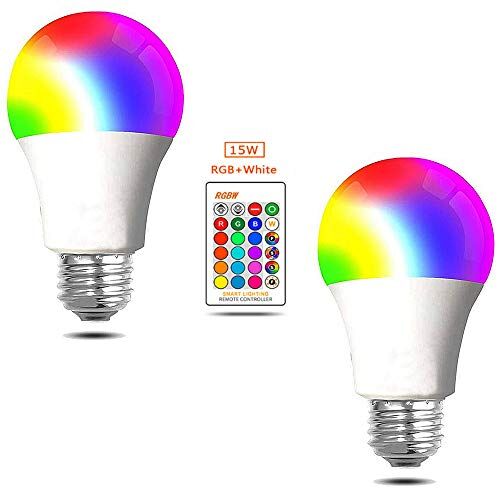 Generic WANGPEI Lampadina LED E27 RGB Colorata 15W Lampada a Vite Dimmerabile Cambia Colore con Telecomando IR,Luci D'atmosfera a 16 Colori per Casa,Feste,Bar,Luci per Effetti Scenici ecc.2 Confezioni