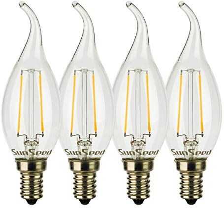 SUNSEED 4x Lampadina E14 Filamento LED 2W Colpo di Vento 250 Lumen Luce Calda 2700K