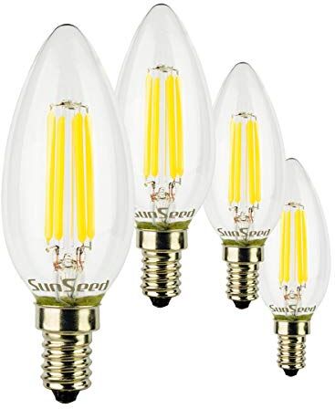 SUNSEED 4x Lampadina E14 Filamento LED 5W Candela C35 600 Lm Luce Naturale 4000K