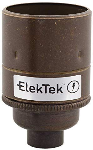 ElekTek ES Edison Vite E27 Portalampada con gonna liscia Ingresso 10mm ideale per lampadine a filamento vintage Ottone Antico