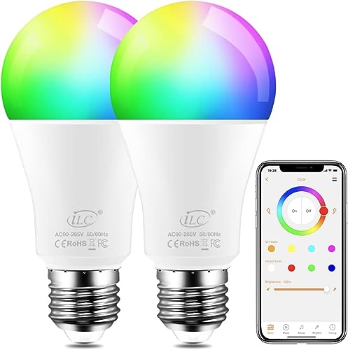 iLC Lampadine Colorate LED, Bianca Calda 2700K E27 RGBW controllata da App, sincronizzazione con la Musica, Dimmerabile Multicolore Cambiare Colore Lampadina (70 Watt Equivalent)
