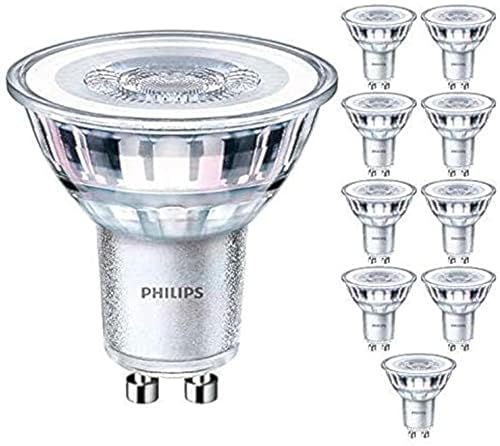 Philips Confezione da 10 lampadine  4,6 W = 50 W, 240 V, GU10, 36 gradi, LED Corepro, a risparmio energetico