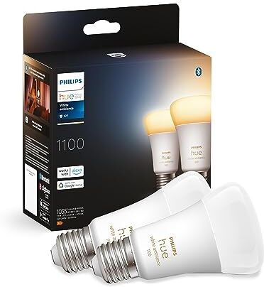 Philips White Ambiance 2 Lampadine LED Smart, Bluetooh, E27, 6W, Dimmerabili, Luce Bianca da Calda a Fredda, Bianco