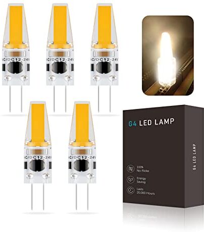 BVCL G4 LED Lampadina, Bianco caldo 3000K, 3W sostituisce 30W alogena, 270 lumen, AC/DC 12-24V, 360 ° Angolo di luce, Dimmerabile Led G4 Lampadina senza flash