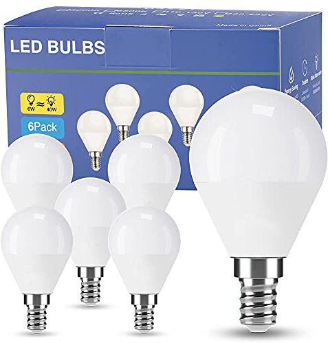 EX UP Lampadina LED E14 G45 6W, Luce Fredda 6500K, Attacco Piccolo SES Base Classic Bulbo risparmio energetico(Equivalenti 40W), 550lm Non Dimmeriabile Nessun Sfarfallio Pacco da 6