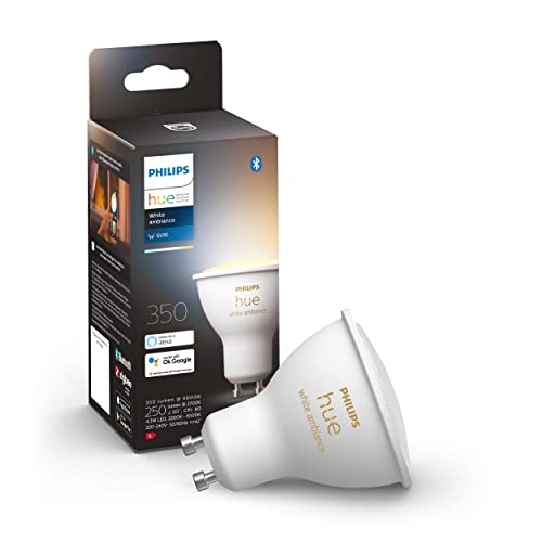 Philips White Ambiance Faretto LED Smart, Bluetooh, GU10, 5W, Dimmerabile, Luce Bianca da Calda a Fredda, Bianco