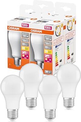 OSRAM Lampada LED SUPERSTAR+ CLASSIC A 60 FR, attacco E27, goccia, 8.8W, 806lm, 2700K, luce bianca calda, basso consumo energetico, lunga durata, sensore di movimento, spegnimento automatico