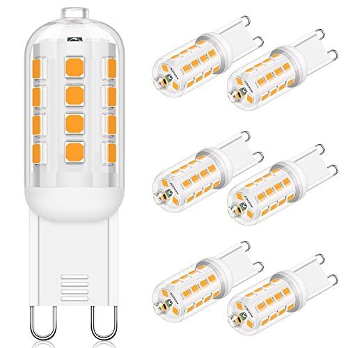 Bigzom Lampadina LED G9, lampadina LED 3W 3000k Bianco Caldo, Equivalente Alogena G9 30W, Angolo 360 gradi Non Dimmerabile, Confezione da 6