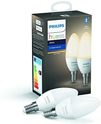 Philips White, Lampadine LED, attacco E14, Dimmerabile, tutte le sfumature della luce bianca,2 Pezzi [Classe di efficienza energetica A+]