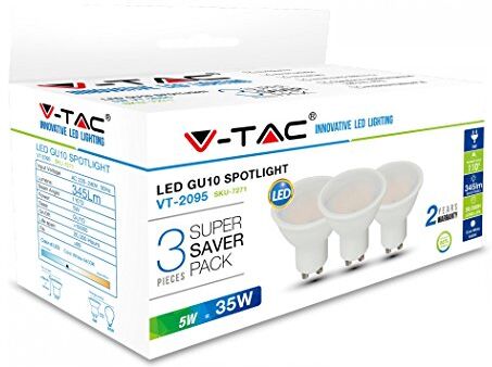 V-TAC VT-2095 3-Pack LED spotjes GU10-5W 400 Lm 3000K