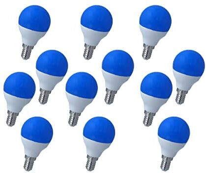 LEDLUX Lampadina Led E14 Colorato, 4W=35W 220V, Forma Globo G45, Per Decorazione Feste (12, Blu)