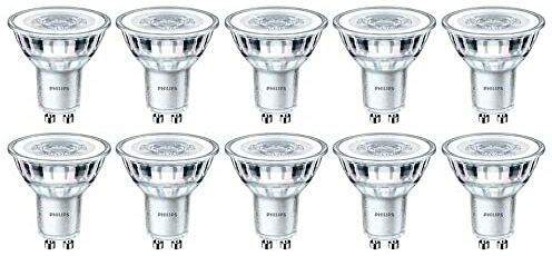 Philips CorePro Confezione da 10 lampadine LED da 4,6 W (50 W), faretti con attacco GU10, 4000 K bianco freddo, 390 Lumen, 15000 ore, fascio di luce 36°, 929001218202, Classe energetica A +