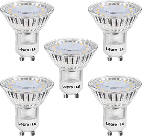 Lepro Lampadina LED GU10 (5 Pezzi), 3W Pari ad Lampada Alogena da 35W, Luce 250lm Bianco Caldo 2700K, Angolo Luminoso 100°