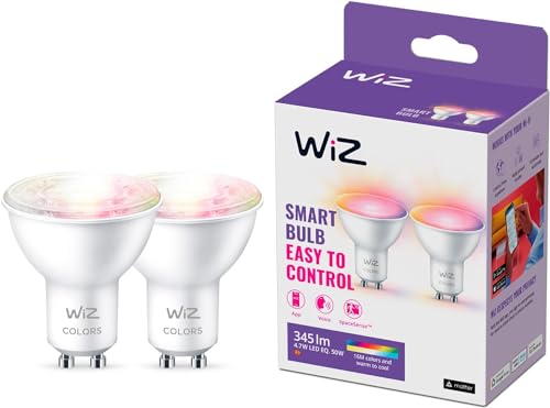 WiZ Faretto Smart WiFi, Luce Bianca o Colorata Dimmerabile, GU10, 5W, 2 Pezzi, Tecnologia SpaceSense, Controllo Vocale (Alexa, Apple HomeKit, Google Home)