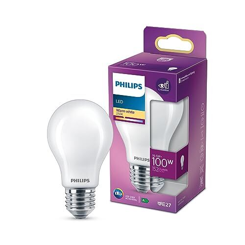 Philips LED Lampadina Goccia, Equivalente a 100W, Attacco E27, Luce Bianca Calda, Luce Bianca Calda, Non Dimmerabile
