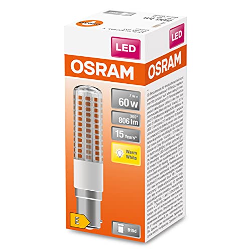 Osram LED Star Special T SLIM, lampada speciale sottile a LED, base B15d, bianco caldo (2700K), sostituzione della lampadina convenzionale 60W, confezione da 1