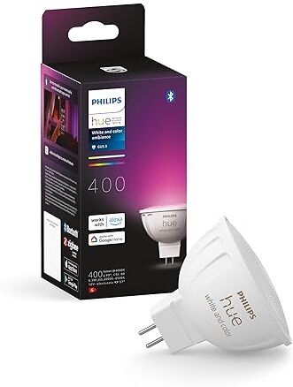 Philips White and Color Ambiance, Faretto Smart, Luce Bianca o Colorata, Dimmerabile, Bluetooth, GU5.3, 5W