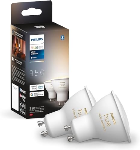 Philips White Ambiance 2 Faretti LED Smart, Bluetooh, GU10, 5W, Dimmerabili, Luce Bianca da Calda a Fredda, 2 Pezzi, Bianco