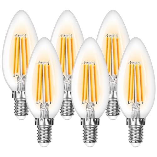 Lepro Lampadine LED E14 a Filamento, 4.5W Equivalenti a 40W Lampadina LED E14 Luce Calda 2700K 470 Lumen, Lampadine a Candela C35 SES Stile Vintage Retro per Casa Confezione da 6