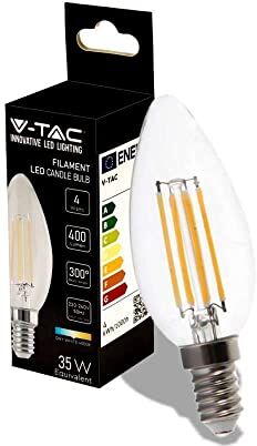 V-TAC VT-1986 4W LED CANDLE FILAMENT BULB COLORCODE:4000K E14