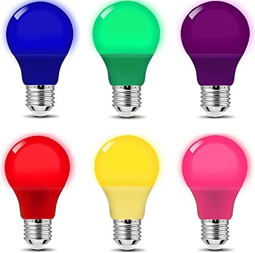 REPSN ® Lampadina LED 4 W = 35 W LED a colori 4 W E27 G45, lampadina LED a sfera da golf, colori assortiti, rosso, verde, blu, arancione, giallo (confezione da 6)