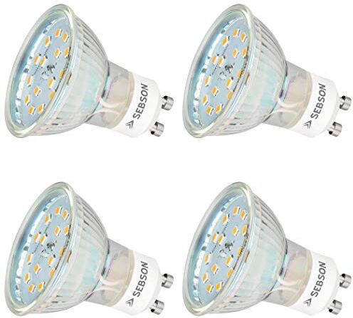 SEBSON 4x LED GU10 5W Luce Calda 3000K, Sostituito 35W, 420lm, Ra97, 230V LED Spot Light, Faretto da Incasso, LED Lampadine senza Sfarfallio