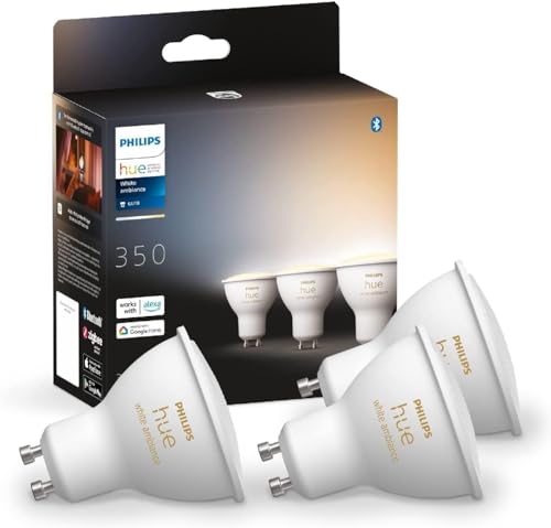 Philips White 3 Faretti LED Smart, Bluetooh, Attacco GU10, 3x5W, Dimmerabile, Luce Bianca Calda, 3 Pezzi