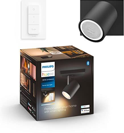 Philips White Ambiance Runner, Faretto Led Smart, Lampadina GU10 Inclusa, Telecomando Dimmer Switch Incluso, Dimmerabile, Bluetooh, Controllo Vocale 5.5 W, Nero