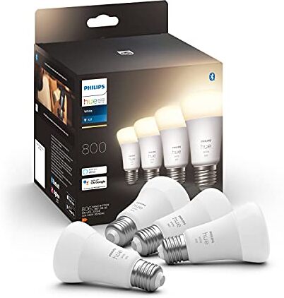 Philips White 4 Lampadine LED Smart, Bluetooh, E27, 9W, Dimmerabili, Luce Bianca Calda, Bianco