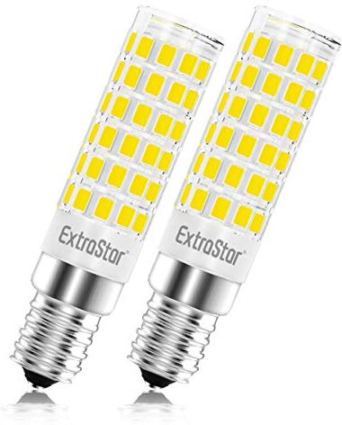 EXTRASTAR Lampadina LED E14, 5W (equivalenti a 40 W),6500K,luce bianco freddo,base in ceramica, piccola vite non dimmerabile per cappa da cucina,Pacco da 2