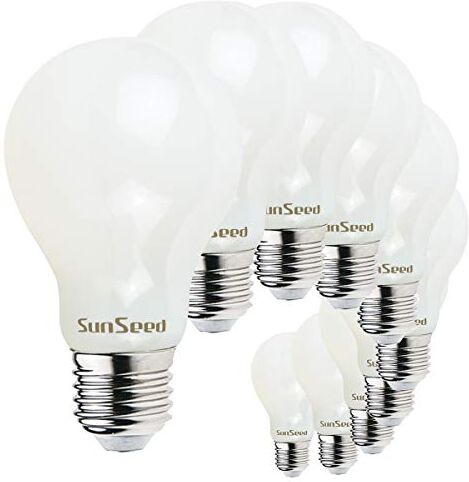 SUNSEED 10x Lampadina E27 Filamento LED Opalina 9W Goccia A60 1200 Lumen Luce Naturale 4000K