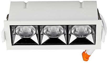 V-TAC LEDLUX Faretto Led Da Incasso Rettangolare 12W (3X4W) 960LM UGR<19 Riflettore 38° CRI>90 (Bianco Freddo 5700K)