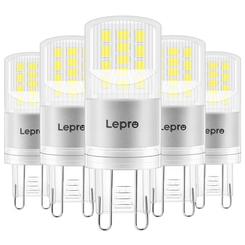 Lepro Lampadina LED G9 (5 Pezzi), 3.8W 470LM, Equivalente di Lampadine Alogene da 40W, Luce Bianca Diurna 6000K, Angolo del fascio di luce 300°