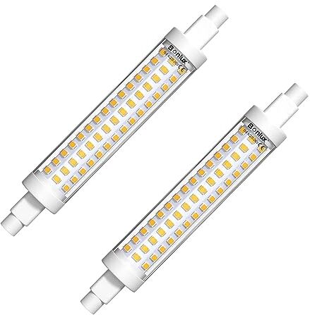 Bonlux 15W Lampadina R7S 118mm a LED Lineare Bianco Calda 3000k, Non-Dimmerabile J118 Slim Doppio Effeto Equivalenti 125W 120W Lampada Alogena Lineare AC 220-240V 1300LM 360 Gradi (pacco da 2)