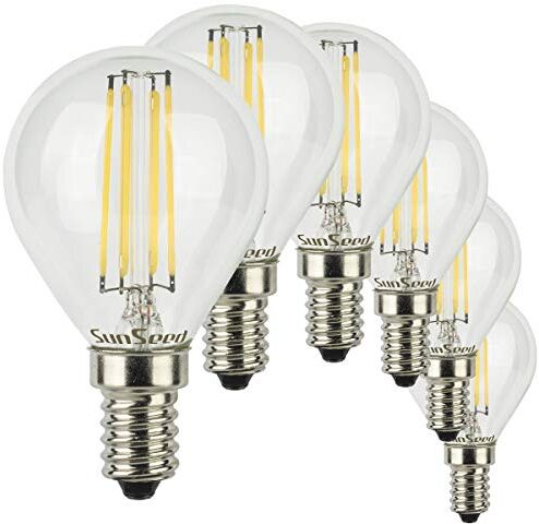 SUNSEED 6x Lampadina E14 Filamento LED 5W Sfera G45 600 Lm Luce Naturale 4000K